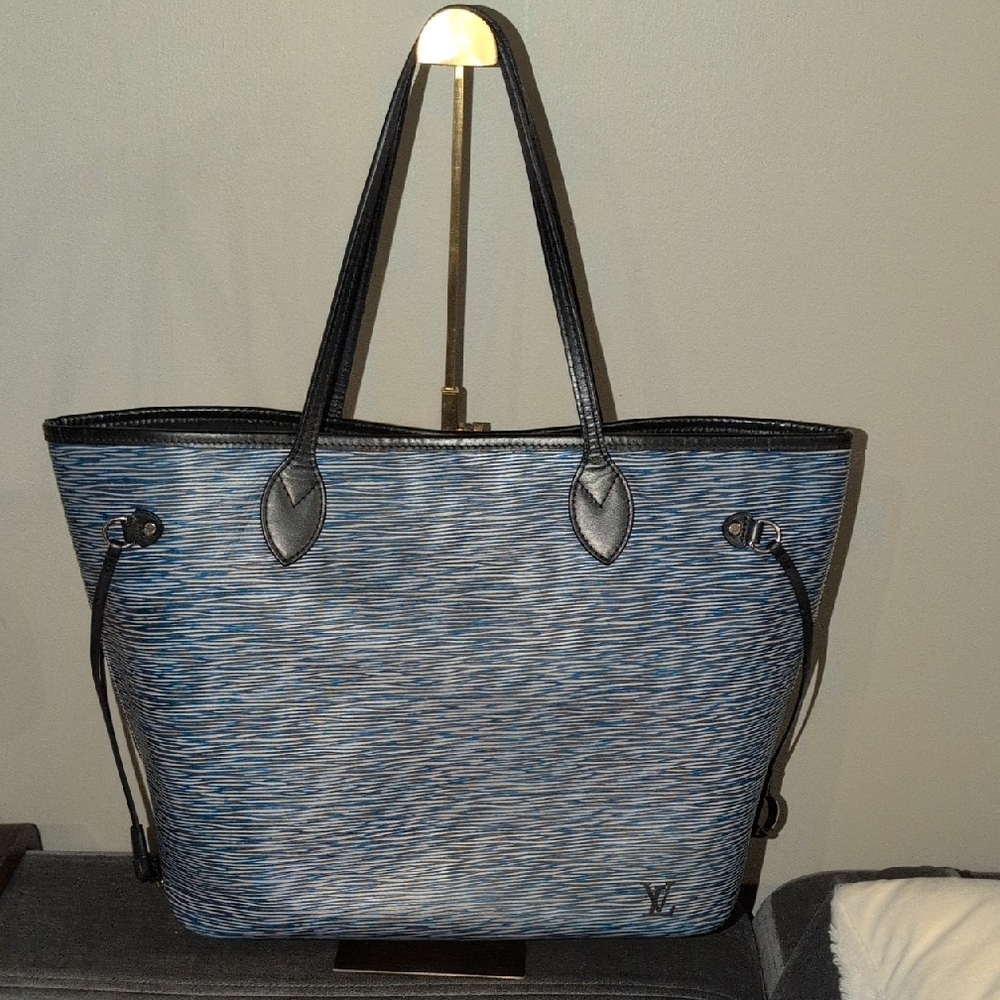 Louis Vuitton Blue and Black Textured Tote